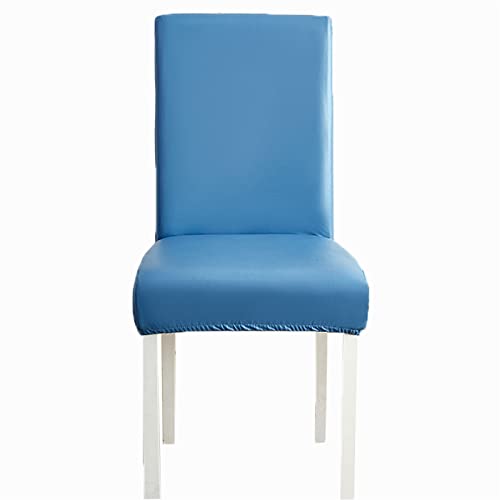 Stuhlhussen Stretch Leder Wasserdicht Stuhlbezug Abnehmbarer Stuhlbezüge für Küchenstühle,Hotel, Bankett (Haze Blau,2er Set) von Generic