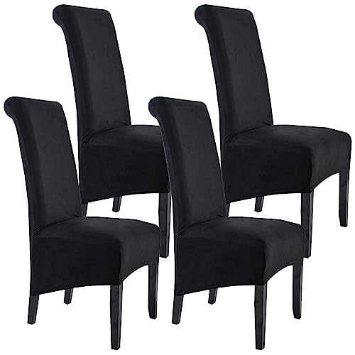 Stuhlhussen XL Wildleder Stretch Stuhlbezüge Groß Stuhlbezug Abnehmbare Waschbar Stühle Schutz (Schwarz,6 Stücke) von Generic