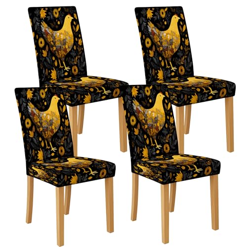 Stuhlhussen für Esszimmerstühle, dehnbares und waschbares Spandex-Sitzschoner, Blumenmuster, dekorative Schonbezüge für Küche, Wohnzimmer, 4 Stück Stuhlhussen für Esszimmerstühle, dehnbares und waschbares Spandex-Sitzschoner, Blumenmuster, dekorative Schonbezüge für Küche, Wohnzimmer, 4 Stück von Generic