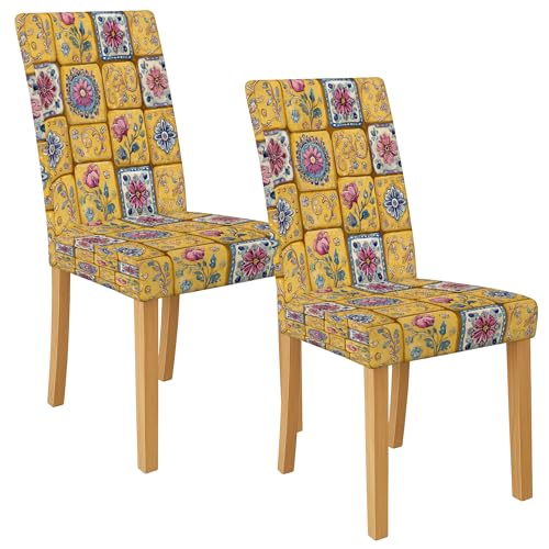 Stuhlhussen mit Blumenmuster für Esszimmerstühle, dehnbar und waschbar, Spandex-Sitzschoner, dekorative Vintage-Schonbezüge für Küche, Esszimmer, 2 Stück Stuhlhussen mit Blumenmuster für Esszimmerstühle, dehnbar und waschbar, Spandex-Sitzschoner, dekorative Vintage-Schonbezüge für Küche, Esszimmer, 2 Stück von Generic