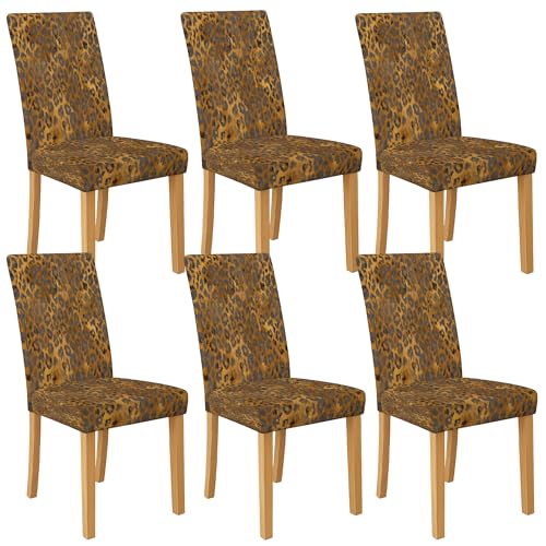 Stuhlhussen mit Leopardenmuster für Esszimmerstühle, dehnbar und waschbar, Spandex-Sitzschoner, stilvolle dekorative Schonbezüge für modernes Esszimmer, 6 Stück Stuhlhussen mit Leopardenmuster für Esszimmerstühle, dehnbar und waschbar, Spandex-Sitzschoner, stilvolle dekorative Schonbezüge für modernes Esszimmer, 6 Stück von Generic