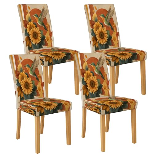 Stuhlhussen mit Sonnenblumen-Motiv für Esszimmerstühle, Stretch- und waschbare Spandex-Schonbezüge, elegante dekorative Sitzschoner für Küche, Wohnzimmer, 4 Stück Stuhlhussen mit Sonnenblumen-Motiv für Esszimmerstühle, Stretch- und waschbare Spandex-Schonbezüge, elegante dekorative Sitzschoner für Küche, Wohnzimmer, 4 Stück von Generic
