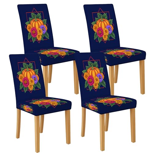 Stuhlhussen mit buntem Blumenmuster für Esszimmerstühle, dehnbar und waschbar, Spandex-Schonbezüge, Herbst-dekorativer Sitzschoner für Zuhause, Küche, 4 Stück Stuhlhussen mit buntem Blumenmuster für Esszimmerstühle, dehnbar und waschbar, Spandex-Schonbezüge, Herbst-dekorativer Sitzschoner für Zuhause, Küche, 4 Stück von Generic