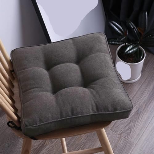 Stuhlkissen Sitzkissen Quadratisch Rund 40x40 45/50 cm, Dick Gepolsterte Stuhlauflagen, Waschbare Esszimmerstuhl Kissen, Weiches Sitzpolster Für Küche/Büro/Garten(Dark Gray,16 x 16 Inch) von Generic