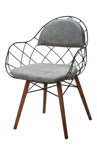 Stuhlmann Stühle - Stuhl Chester 746A - Esszimmerstuhl, Küchenstuhl, Polsterstuhl, Wohnzimmerstuhl in grau mit schwarzem Metallgestell und Holzbeinen von Generic
