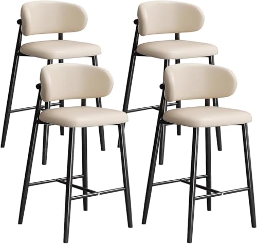 Stylish White Bar Stool Set of 4 65cm Height with Backrest and Footrest Durable Frame Versatile for Kitchen Dining Room Pub and Home Use Stylish White Bar Stool Set of 4 65cm Height with Backrest and Footrest Durable Frame Versatile for Kitchen Dining Room Pub and Home Use von Generic