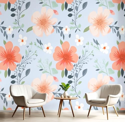 Süße Blumen Tapete Selbstklebende Tapete Aquarellstil Mustertapete Blau Tapeten Wohnzimmer Muster Möbelfolie Schlafzimmer Flur Wand Dekoration 450X315Cm Süße Blumen Tapete Selbstklebende Tapete Aquarellstil Mustertapete Blau Tapeten Wohnzimmer Muster Möbelfolie Schlafzimmer Flur Wand Dekoration 450X315Cm von Generic