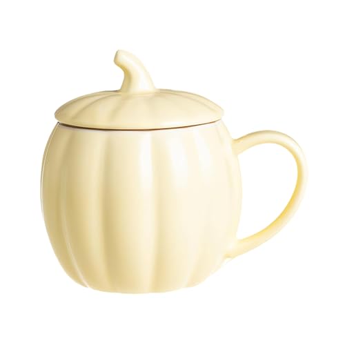 Süße Kürbis-Tasse – Keramik-Kaffeetasse mit Deckel für herbstliche Getränke, ideal für Kaffee, Milch und Tee von Generic