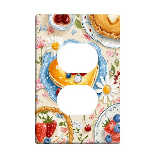 Summer Fruits Lichtschalter-Abdeckplatten/Steckdosenabdeckungen, gelbe Herz-Pfannkuchen und Beeren für Küchendekoration, thermoplastische Wandplatten, Standardgröße, Einzel-Duplex-Steckdose Summer Fruits Lichtschalter-Abdeckplatten/Steckdosenabdeckungen, gelbe Herz-Pfannkuchen und Beeren für Küchendekoration, thermoplastische Wandplatten, Standardgröße, Einzel-Duplex-Steckdose von Generic