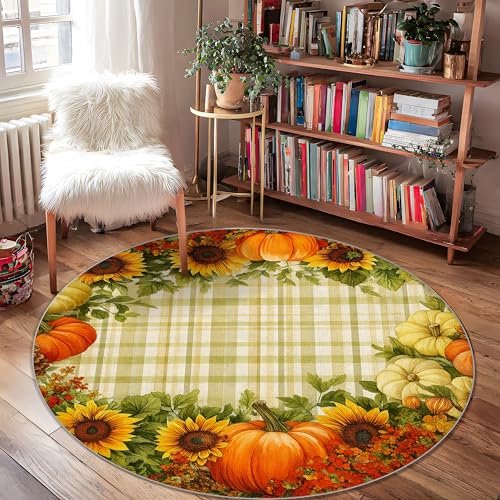 Sunflower Teppich, rustikaler Kürbis-Kürbis-Teppich, Herbst, Orange, rutschfeste Unterseite, für den Innenbereich, runder Überwurf, kein Ausfallen, Badezimmer, Eingangsbereich, Küche, Nachttisch Sunflower Teppich, rustikaler Kürbis-Kürbis-Teppich, Herbst, Orange, rutschfeste Unterseite, für den Innenbereich, runder Überwurf, kein Ausfallen, Badezimmer, Eingangsbereich, Küche, Nachttisch von Generic