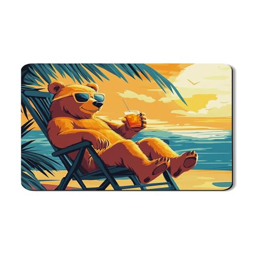 Sunny Bear Abtropfmatten für Küchentheke, tropischer Strand-Stil, orangefarbener Cartoon-Cartoon-Abtropfgestell, Gummi, Sommerküchen-Schutz, 30,5 x 50,8 cm von Generic
