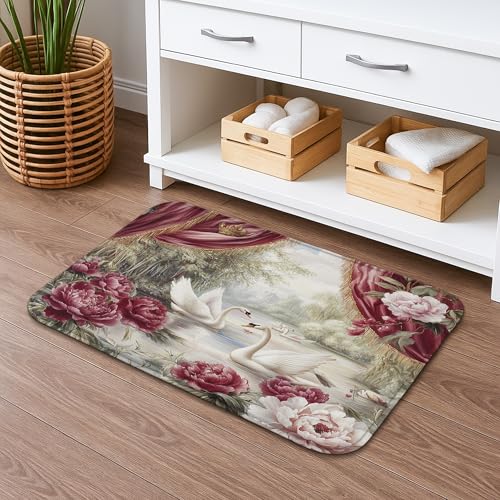 Swan Badematte mit Blumenmuster, schnell trocknend, Vintage-Rosen-Design, saugfähig, rutschfest, eleganter Memory-Schaum, waschbar, Badteppiche für Badezimmer, dekorativ, 50,8 x 81,3 cm Swan Badematte mit Blumenmuster, schnell trocknend, Vintage-Rosen-Design, saugfähig, rutschfest, eleganter Memory-Schaum, waschbar, Badteppiche für Badezimmer, dekorativ, 50,8 x 81,3 cm von Generic