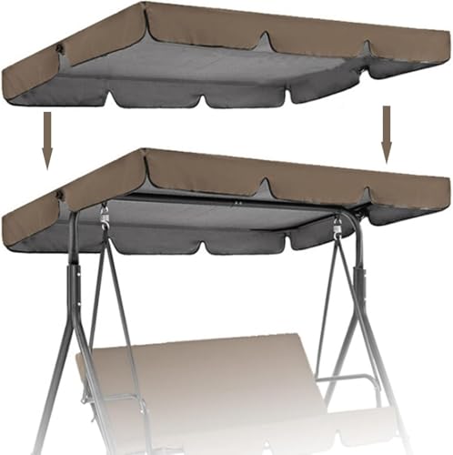 Swing Canopy Cover Ersatz Wasserdichter Uv-beständiger Outdoor-Baldachin Für 2- Und 3-sitzer-terrassenschaukelstuhl Langlebige Gartenhängematten-top-Abdeckung, Coffee, 190 * 132 * 15cm von Generic