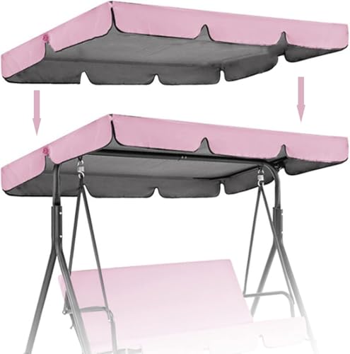 Swing Canopy Cover Ersatz Wasserdichter Uv-beständiger Outdoor-Baldachin Für 2- Und 3-sitzer-terrassenschaukelstuhl Langlebige Gartenhängematten-top-Abdeckung, Pink, 195 * 125 * 15cm von Generic