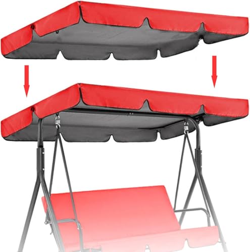 Swing Canopy Cover Ersatz Wasserdichter Uv-beständiger Outdoor-Baldachin Für 2- Und 3-sitzer-terrassenschaukelstuhl Langlebige Gartenhängematten-top-Abdeckung, Red, 164 * 114 * 15cm von Generic