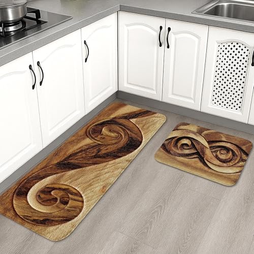 Swirl Küchenmatten für Boden, künstlerisches Holzspiralmuster, weiche Teppiche, gepolstert, rutschfest, waschbar, Dekormatten für Küchenspülen und Waschküche, 50,8 x 78,9 cm von Generic