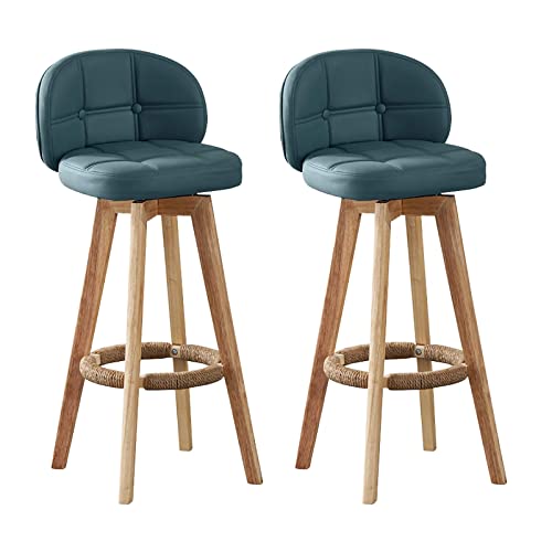 Swivel Bar Stool Set of 2, Faux Leather Upholstered Counter Height Stool with Back and Wood Legs, Bar Chairs for Kitchen Island Dining Room von Generic