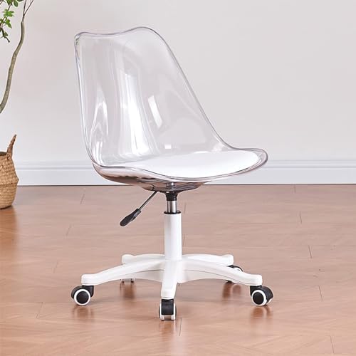 Swivel Vanity Chair with Wheels Height Adjustable Desk Chair for Home Office Modern Ergonomic Clear Computer Chair with Armless Design von Generic