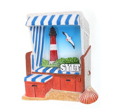 Sylt Insel Nordsee Leuchtturm Strandkorb Poly Souvenir Magnet Germany Neu von Generic