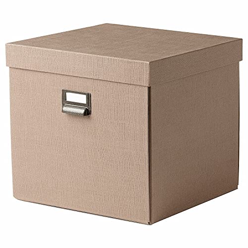 TJOG Aufbewahrungsbox mit Deckel, Schreibtisch-Organizer, Aktenordner, 32 x 31 x 30 cm, Dunkelbeige [M] von Generic