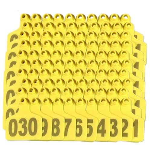 TPU Z -Tags große Größe 100 Stücke Rinder Ohr -Tags Kunststoff -Tier aus dem Tier aus Rindern, Schafziege, Schwein Gelb 501-600 von Generic
