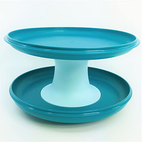 TUPPERWARE Etagere petrol/ hellblau Servierschale Gebäckschale Noblesse Serviertablett Tablett Buffet von Generic