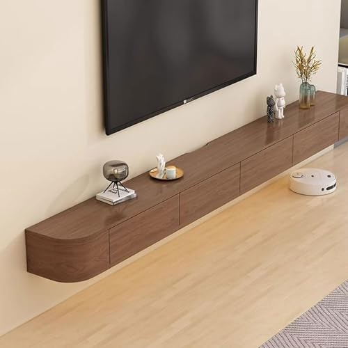 TV Lowboard Hängend,Schwebender TV-Ständer,Modernes Schwebendes Entertainment-Center,Medienkonsole,mit herunterklappbaren Türen,Schubladen und Kabelmanagement,für Wohnzimmer(02,102.4"(260cm)) von Generic
