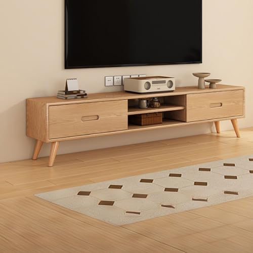 TV-Schrank Sideboard for Wohnzimmer Lowboard,mit 2/3 Schubladen und Offene Ablage,Eiche,Lagerung TV-Wandschrank Unterhaltung TV Media TV-Ständer for Wohnzimmer Schlafzimmer(02,5ft(150cm)) von Generic