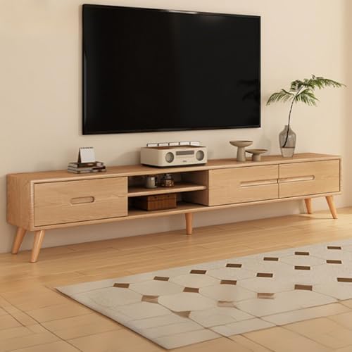 TV-Schrank Sideboard for Wohnzimmer Lowboard,mit 2/3 Schubladen und Offene Ablage,Eiche,Lagerung TV-Wandschrank Unterhaltung TV Media TV-Ständer for Wohnzimmer Schlafzimmer(02,7.8ft(240cm)) von Generic