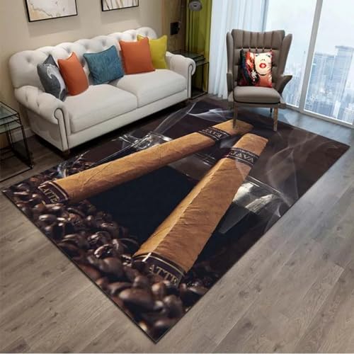 Tabak-Zigarrenrauch Teppich Kinderteppich Wohnzimmerteppich Schlafzimmerteppich 3D-Gedruckter Superweicher Flanellteppich 100 X 150 Cm / 39.37" X 59.05" - Leicht Zu Reinigendes, Weiches Polyest -5W7M6 von Generic