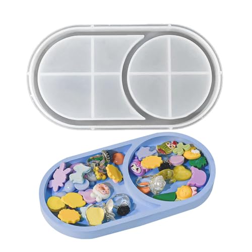 Tablett Silikonform Tablettform | Ovale Formen zur Schmuckherstellung | Schmuckhalter Schmuckbehälter Schmuckhalter Oval Tablett Harzbeton, Epoxidharz Gießen von Generic