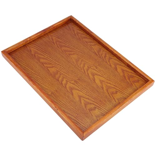 Tabletts Zum Servieren von Essen, Holzschalen für Elegante und Einfache Holz Als Tablett für Tee, Kaffee, Snacks, Wasserbecher, Getränke und Andere Lebensmittel (36 * 27 cm) von Generic