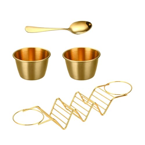 Taco Muschelhalter aus Edelstahl – Teller für Taco-Tabletts, Burrito-Set geeignet für Backofen, Set mit Queuerstangen für Partys, Soßenlöffel von Generic