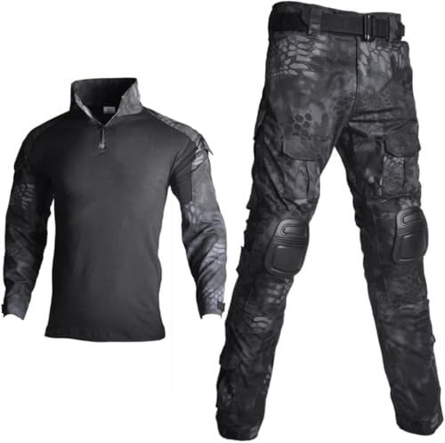 Taktische Tarn Militäruniformkleidung Anzug Windbreaker Armee Airsoft Kampfhemd + Frachthose, schwarzer Python, m von Generic