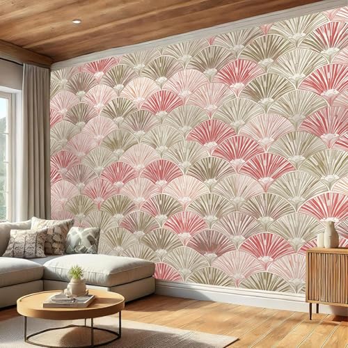 Tapete Abstrakte Fächerform Selbstklebende Tapete Japanischer Stil Fototapete Schlafzimmer Schrankpapier Klebefolie Hellrosa Möbelfolie 350×256Cm, Geeignet Für Wohn Badezimmer Tapete Abstrakte Fächerform Selbstklebende Tapete Japanischer Stil Fototapete Schlafzimmer Schrankpapier Klebefolie Hellrosa Möbelfolie 350×256Cm, Geeignet Für Wohn Badezimmer von Generic