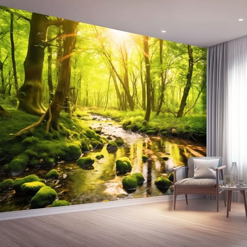 Tapete Bachdschungel Tapeten Wasserdicht DIY Wohnzimmer Natürlicher Stil Wandtapete, Vliestapete Renovierung Wohnzimmer Wandtapete Dekorfolie für Schlafzimmer Küche 400 x 280 cm, Grün Tapete Bachdschungel Tapeten Wasserdicht DIY Wohnzimmer Natürlicher Stil Wandtapete, Vliestapete Renovierung Wohnzimmer Wandtapete Dekorfolie für Schlafzimmer Küche 400 x 280 cm, Grün von Generic