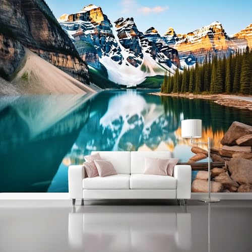 Tapete Bergseen Tapeten Wasserdicht DIY Wohnzimmer Natürlicher Stil Wandtapete, Vliestapete Renovierung Wohnzimmer Wandtapete Dekorfolie für Schlafzimmer Küche 400 x 280 cm, Smaragdgrün Tapete Bergseen Tapeten Wasserdicht DIY Wohnzimmer Natürlicher Stil Wandtapete, Vliestapete Renovierung Wohnzimmer Wandtapete Dekorfolie für Schlafzimmer Küche 400 x 280 cm, Smaragdgrün von Generic