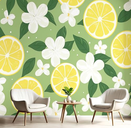 Tapete Blumen, Grün Selbstklebende Tapete Frischer Stil Fototapete Schlafzimmer Schrankpapier Klebefolie Grün Möbelfolie 350×256Cm, Geeignet Für Wohn Badezimmer Tapete Blumen, Grün Selbstklebende Tapete Frischer Stil Fototapete Schlafzimmer Schrankpapier Klebefolie Grün Möbelfolie 350×256Cm, Geeignet Für Wohn Badezimmer von Generic