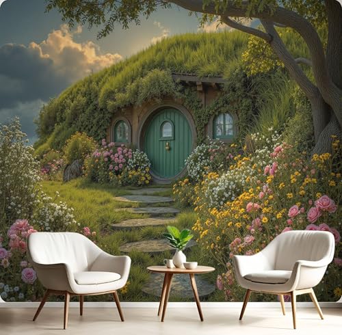 Tapete Fantasiehaus 450X315Cm, Grün Seidentapete, Abnehmbar, Langlebig, Blumen Pflanzen Wanddekoration Geeignet Für Wohnzimmer, Schlafzimmer, Badezimmer Und Bürowände Tapete Fantasiehaus 450X315Cm, Grün Seidentapete, Abnehmbar, Langlebig, Blumen Pflanzen Wanddekoration Geeignet Für Wohnzimmer, Schlafzimmer, Badezimmer Und Bürowände von Generic