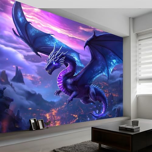 Tapete Fototapete 3d Effekt Fantasie Magischer Drache, Tapeten Wandekoration Wohnzimmer Schlafzimmer Büro Flur Vliestapete Wandtapete Bildtapete Wand Dekoration 400 x 280 cm, Blau,Lila Tapete Fototapete 3d Effekt Fantasie Magischer Drache, Tapeten Wandekoration Wohnzimmer Schlafzimmer Büro Flur Vliestapete Wandtapete Bildtapete Wand Dekoration 400 x 280 cm, Blau,Lila von Generic