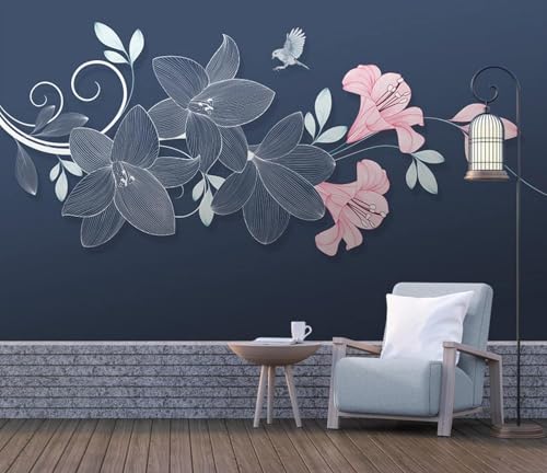 Tapete Fototapete Wandbild Blumen Tiere Vögel 500(W) X350(H) Cm Selbstklebende, Entfernbare Peel & Stick-Wand, Heimwerker-Wandtattoo, Wandposter, Aufkleber Für Wohnzimmer, Büro, Hotel,-2913271 von Generic