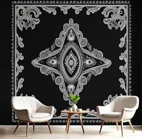 Tapete Paisley-Muster 450X315Cm, Schwarz Seidentapete, Abnehmbar, Langlebig, Raffiniert Elegant Wanddekoration Geeignet Für Wohnzimmer, Schlafzimmer, Badezimmer Und Bürowände Tapete Paisley-Muster 450X315Cm, Schwarz Seidentapete, Abnehmbar, Langlebig, Raffiniert Elegant Wanddekoration Geeignet Für Wohnzimmer, Schlafzimmer, Badezimmer Und Bürowände von Generic