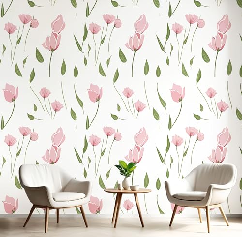 Tapete Rosa Tulpen 350×256Cm, Weiß Seidentapete, Abnehmbar, Langlebig, Einfache Blumen Wanddekoration Geeignet Für Wohnzimmer, Schlafzimmer, Badezimmer Und Bürowände Tapete Rosa Tulpen 350×256Cm, Weiß Seidentapete, Abnehmbar, Langlebig, Einfache Blumen Wanddekoration Geeignet Für Wohnzimmer, Schlafzimmer, Badezimmer Und Bürowände von Generic