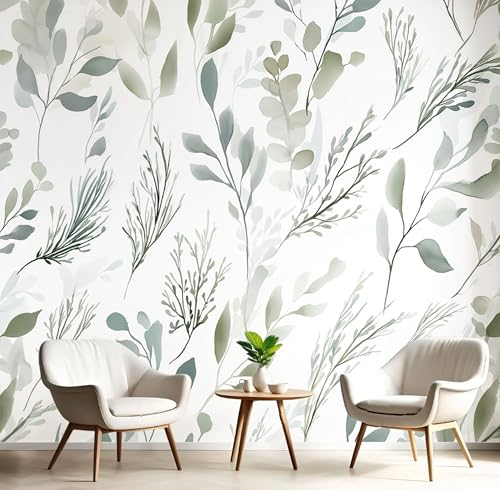 Tapete Salbeigrüne Blätter 350×256Cm, Seidentapete, Aquarellpflanzen Wanddekoration Geeignet Für Wohnzimmer, Schlafzimmer, Badezimmer Und Bürowände - Hellgrün Tapete Salbeigrüne Blätter 350×256Cm, Seidentapete, Aquarellpflanzen Wanddekoration Geeignet Für Wohnzimmer, Schlafzimmer, Badezimmer Und Bürowände - Hellgrün von Generic