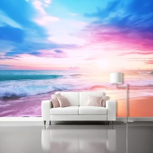 Tapete Strandwellen Tapeten Wasserdicht DIY Wohnzimmer Traumhafter Stil Wandtapete, Vliestapete Renovierung Wohnzimmer Wandtapete Dekorfolie für Schlafzimmer Küche 400 x 280 cm, Blau Rosa Tapete Strandwellen Tapeten Wasserdicht DIY Wohnzimmer Traumhafter Stil Wandtapete, Vliestapete Renovierung Wohnzimmer Wandtapete Dekorfolie für Schlafzimmer Küche 400 x 280 cm, Blau Rosa von Generic