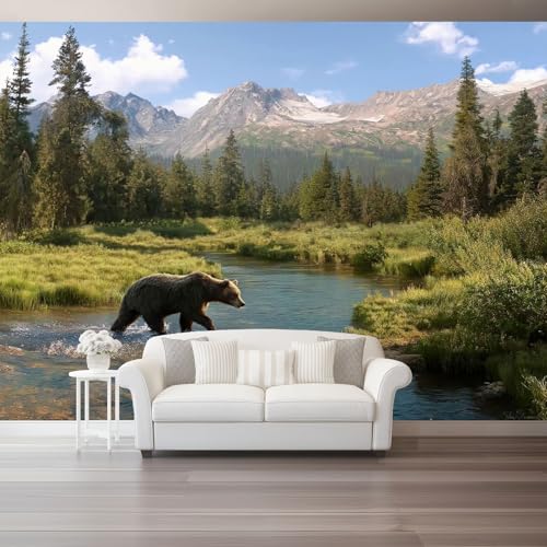 Tapete Tierbärenflüsse Tapeten Wasserdicht DIY Wohnzimmer Natürlicher Stil Wandtapete, Vliestapete Renovierung Wohnzimmer Wandtapete Dekorfolie für Schlafzimmer Küche 400 x 280 cm, Grün Tapete Tierbärenflüsse Tapeten Wasserdicht DIY Wohnzimmer Natürlicher Stil Wandtapete, Vliestapete Renovierung Wohnzimmer Wandtapete Dekorfolie für Schlafzimmer Küche 400 x 280 cm, Grün von Generic