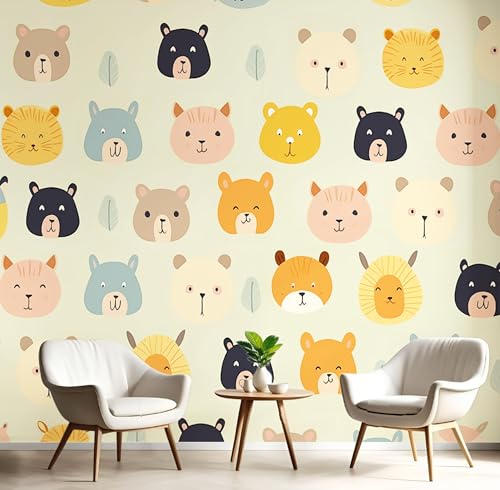Tapete Tierdruck 350×256Cm, Seidentapete, Cartoon-Stil Wanddekoration Geeignet Für Wohnzimmer, Schlafzimmer, Badezimmer Und Bürowände - Hellgrün Tapete Tierdruck 350×256Cm, Seidentapete, Cartoon-Stil Wanddekoration Geeignet Für Wohnzimmer, Schlafzimmer, Badezimmer Und Bürowände - Hellgrün von Generic