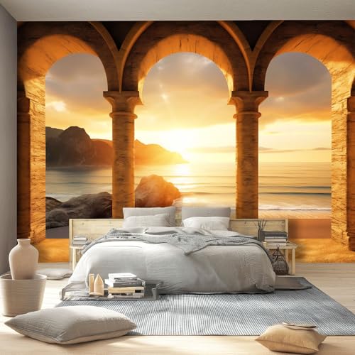 Tapete Vlies Fototapete Retro-Sonnenuntergang Strand 250 x 175 cm Wandbild Fototapeten, Vlies Tapeten Wandtapete Schlafzimmer Wohnzimmer TV Hintergrund Wand Motivtapeten Wanddeko Gold Tapete Vlies Fototapete Retro-Sonnenuntergang Strand 250 x 175 cm Wandbild Fototapeten, Vlies Tapeten Wandtapete Schlafzimmer Wohnzimmer TV Hintergrund Wand Motivtapeten Wanddeko Gold von Generic