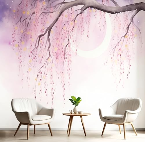 Tapete Zweige Reben Selbstklebende Tapete Aquarellstil Fototapete Schlafzimmer Schrankpapier Klebefolie Rosa Möbelfolie 350×256Cm, Geeignet Für Wohn Badezimmer Tapete Zweige Reben Selbstklebende Tapete Aquarellstil Fototapete Schlafzimmer Schrankpapier Klebefolie Rosa Möbelfolie 350×256Cm, Geeignet Für Wohn Badezimmer von Generic