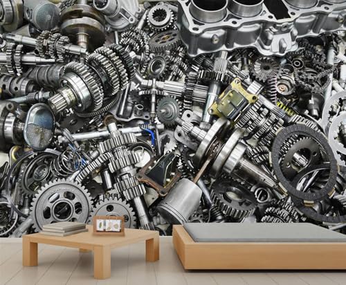 Tapeten Mechanischen Teilen Zahnrädern Muster Tapete Automotor Tapeten Wandbilder Industrie Stil Tapete für Kinderzimmer Schlafzimmer Wohnzimmer Kunstgemälde Wandbild Poster 280 X 200 cm von Generic